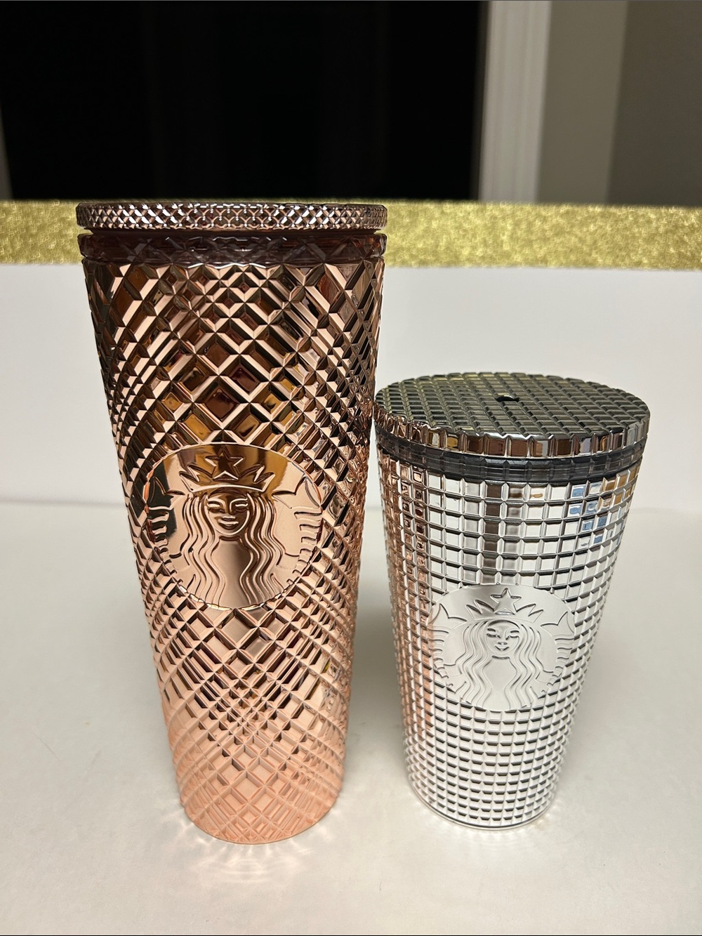 Starbucks Metallic Rose Gold and Silver Studded Tumblers - Set of 2